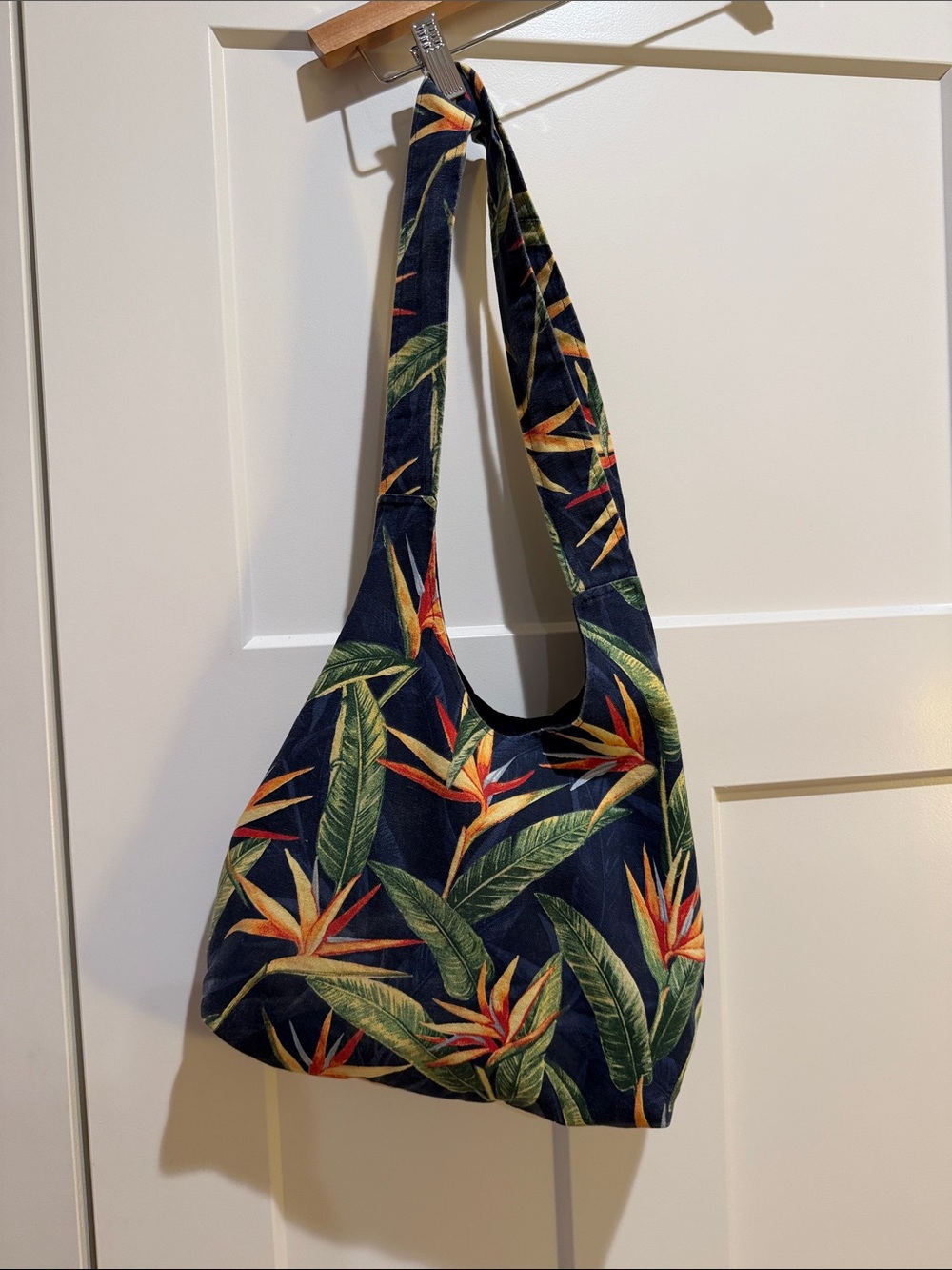 Tropical Navy Floral Shoulder Bag - Casual Women’s Tote